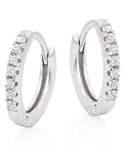 Beaverbrooks Sterling Silver Cubic Zirconia Huggie Hoop Earrings - Image 1 of 3