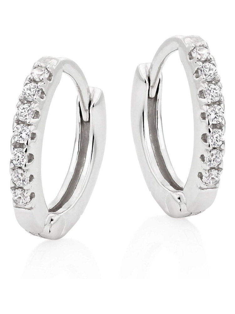 Beaverbrooks Sterling Silver Cubic Zirconia Huggie Hoop Earrings - Image 1 of 3