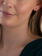 Beaverbrooks Sterling Silver Cubic Zirconia Huggie Hoop Earrings - Image 3 of 3