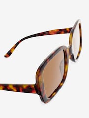Tortoiseshell Brown Polarised Rectangle Sunglasses - Image 6 of 6