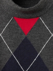 Mango Grey Argyle Knitted Vest - Image 8 of 9