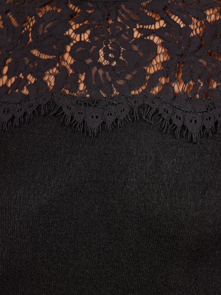 Love & Roses Black Lace Detail Knitted Mini Dress - Image 5 of 5 Love & Roses Black Lace Detail Knitted Mini Dress - Image 5 of 5
