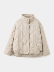 Mango Neutral Oversized Quilted Puffer Coat with Detachable Scarf - Image 6 of 7