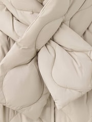 Mango Neutral Oversized Quilted Puffer Coat with Detachable Scarf - Image 7 of 7