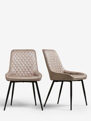 Set of 2 Monza Faux Leather Silver Hamilton Black Leg Dining Chairs - Image 2 of 8