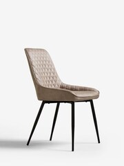 Set of 2 Monza Faux Leather Silver Hamilton Black Leg Dining Chairs - Image 5 of 8