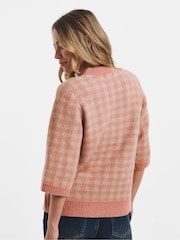 JD Williams Pink Sponge Check Short Sleeve Knitted T-Shirt - Image 3 of 4