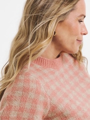 JD Williams Pink Sponge Check Short Sleeve Knitted T-Shirt - Image 4 of 4