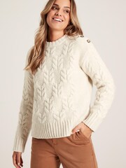 Joules Pippa Cream Cable Knit Jumper - Image 1 of 6