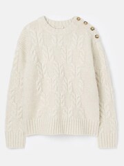 Joules Pippa Cream Cable Knit Jumper - Image 6 of 6
