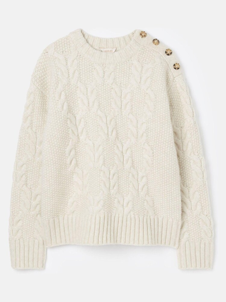 Joules Pippa Cream Cable Knit Jumper - Image 6 of 6