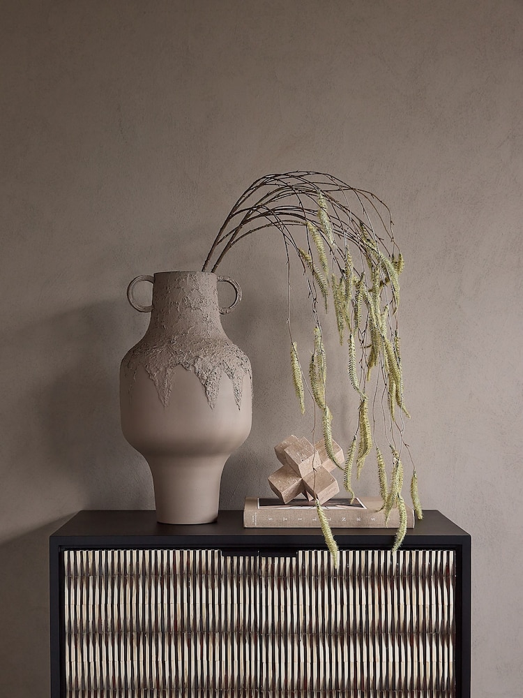 Libra Interiors Taupe Beige Alora Brown Textured Metal Vase Tall - Image 1 of 6 Libra Interiors Taupe Beige Alora Brown Textured Metal Vase Tall - Image 1 of 6