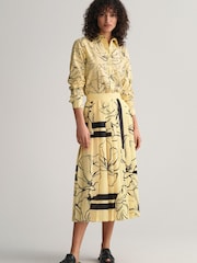GANT Yellow Line Drawing Printed Pleated Midi Skirt - Image 1 of 1