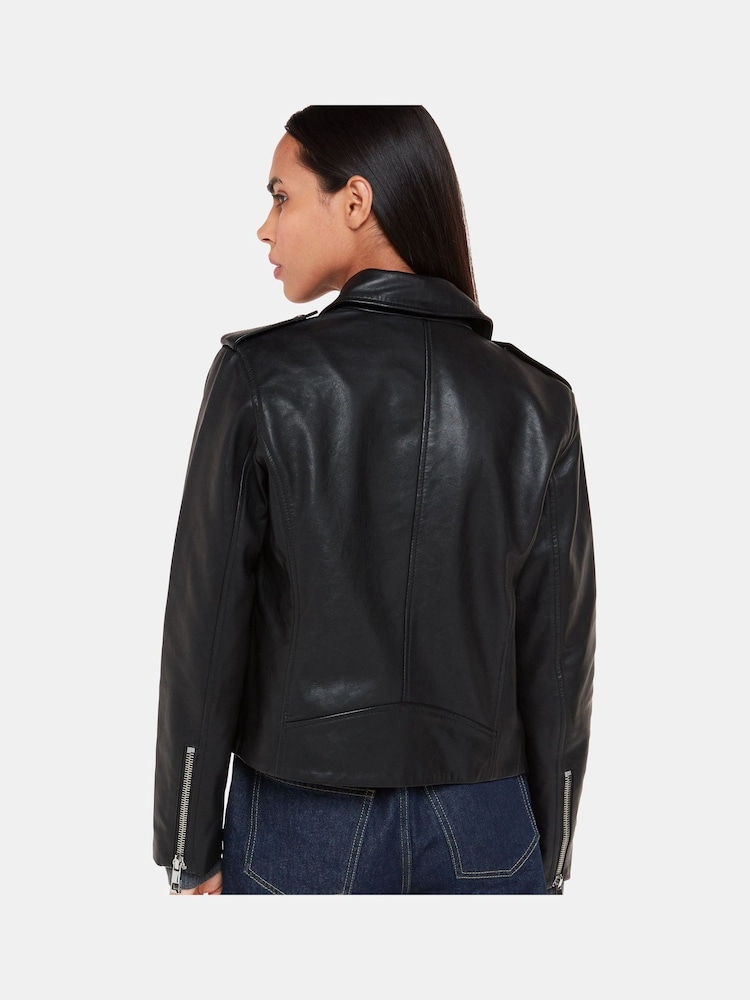Whistles Black Pocket Leather Jacket - Image 2 of 5