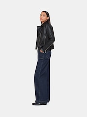 Whistles Black Pocket Leather Jacket - Image 4 of 5