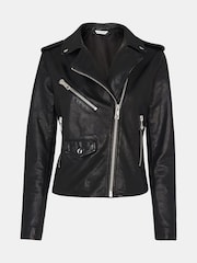 Whistles Black Pocket Leather Jacket - Image 5 of 5