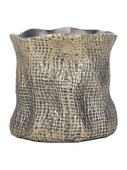 Libra Interiors Antique Brass Gold Molten Weave Candle Holder - Image 2 of 6