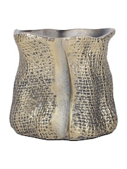 Libra Interiors Antique Brass Gold Molten Weave Candle Holder - Image 4 of 6