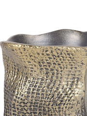 Libra Interiors Antique Brass Gold Molten Weave Candle Holder - Image 5 of 6