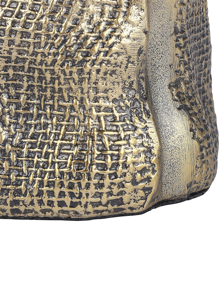Libra Interiors Antique Brass Gold Molten Weave Candle Holder - Image 6 of 6