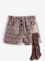 Brown Check Pull-on Shorts & Tights Set (3mths-7yrs) - Image 5 of 9