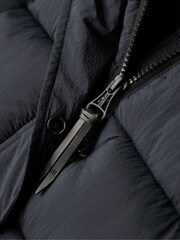 Superdry Blue Faux Fur Short Hooded Puffer Jacket - Image 6 of 6