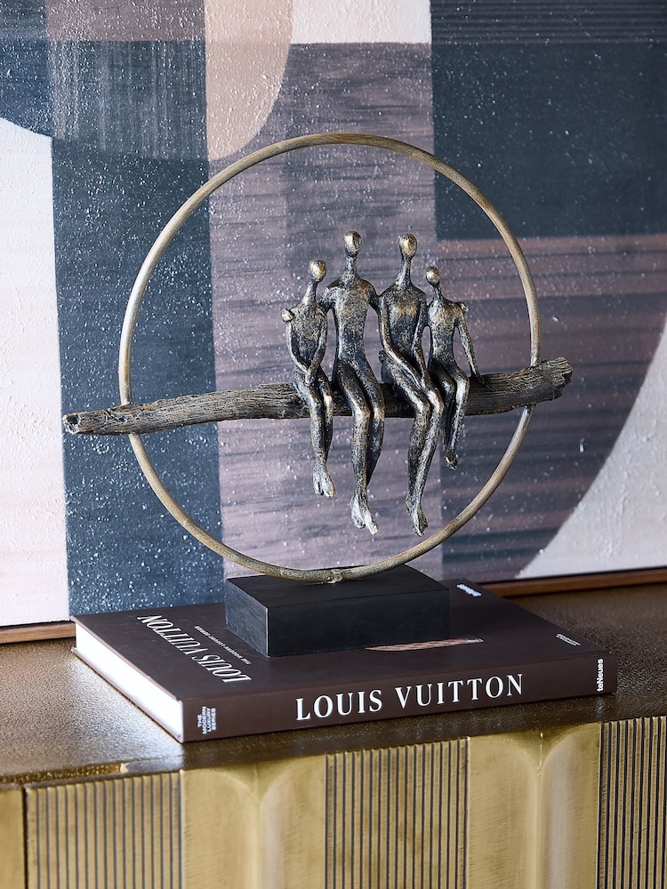 Libra Interiors Antique Gold Bronze Circle of Life Family Sculpture - Image 1 of 6 Libra Interiors Antique Gold Bronze Circle of Life Family Sculpture - Image 1 of 6