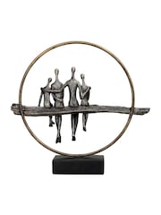 Libra Interiors Antique Gold Bronze Circle of Life Family Sculpture - Image 4 of 6