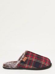 FatFace Red Harvey Check Mule Slippers - Image 1 of 4