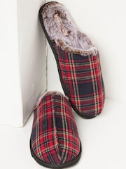 FatFace Red Harvey Check Mule Slippers - Image 2 of 4