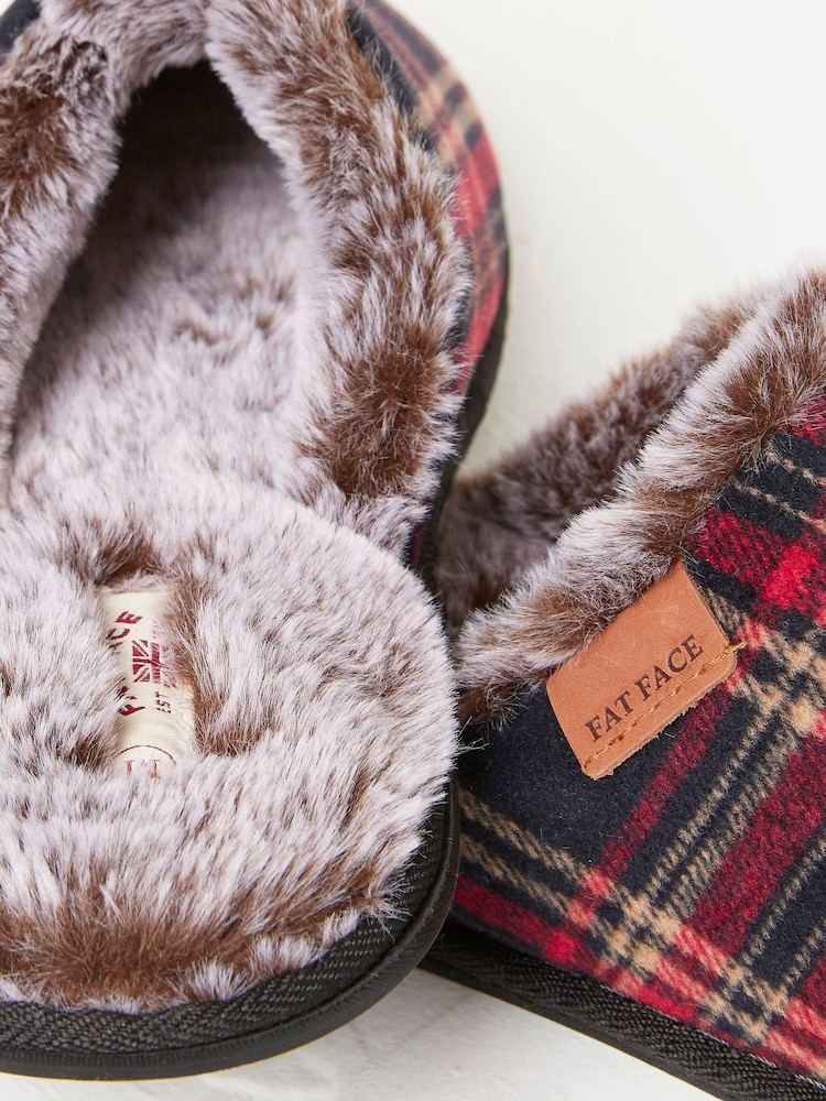 FatFace Red Harvey Check Mule Slippers - Image 4 of 4