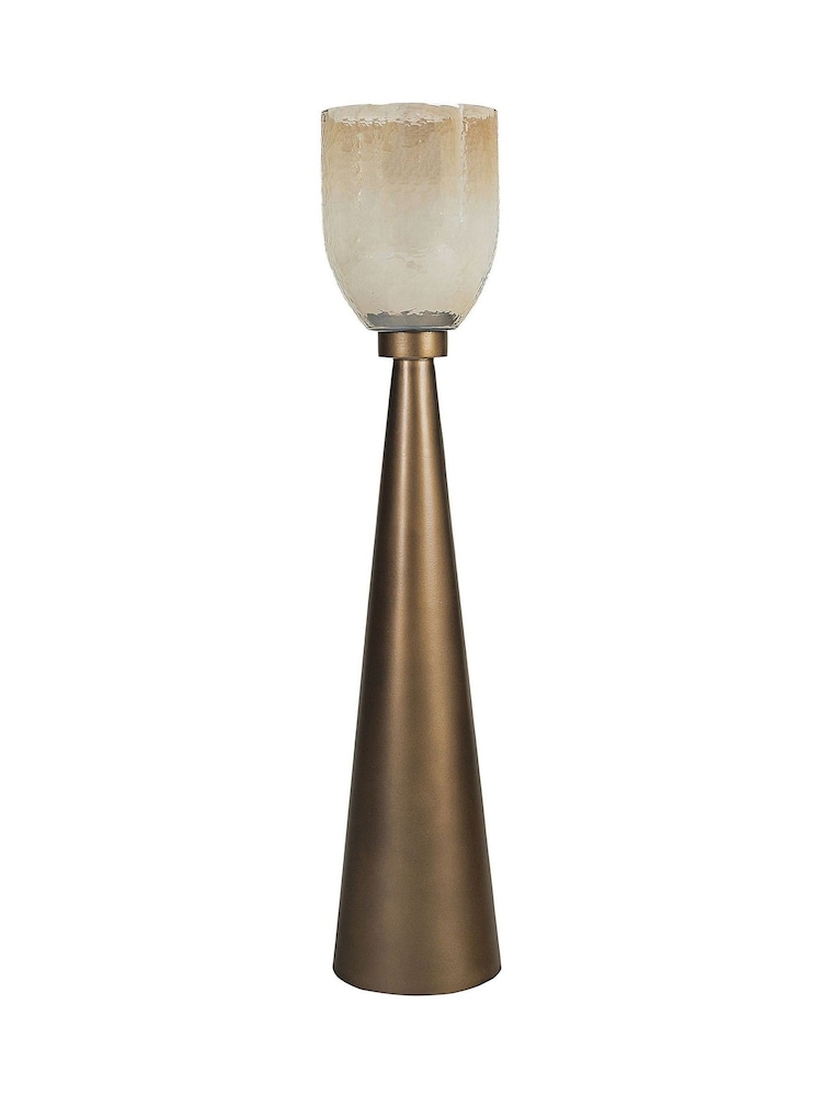 Libra Interiors Gold Southbourne Smoked Floor Hurricane 80cm - Image 2 of 5