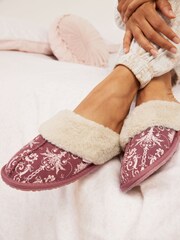 Wild Roses Laura Ashley Wild Roses Suede Mule Slippers - Image 1 of 7