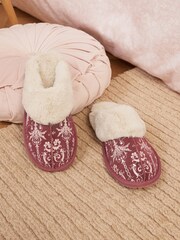 Wild Roses Laura Ashley Wild Roses Suede Mule Slippers - Image 2 of 7