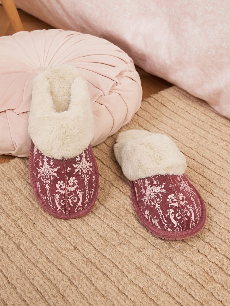 Wild Roses Laura Ashley Wild Roses Suede Mule Slippers - Image 2 of 7