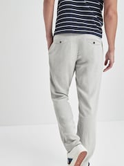 Light Grey Linen Blend Drawstring Trousers - Image 2 of 6