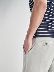 Light Grey Linen Blend Drawstring Trousers - Image 4 of 6