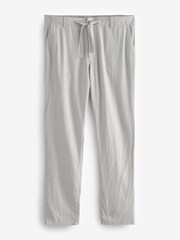 Light Grey Linen Blend Drawstring Trousers - Image 5 of 6