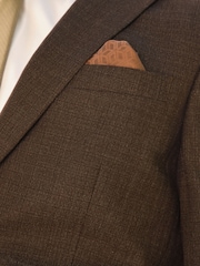 Brown Slim Fit Textured Wool Suit Jacket - Image 5 of 10