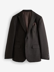 Brown Slim Fit Textured Wool Suit Jacket - Image 6 of 10