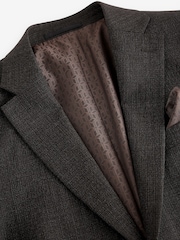Brown Slim Fit Textured Wool Suit Jacket - Image 7 of 10