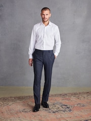 White Slim Fit Slim Fit Signature Trimmed 100% Cotton Double Cuff Shirt And Cufflinks - Image 1 of 6