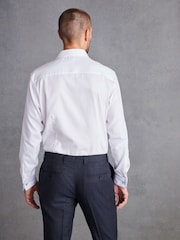 White Slim Fit Slim Fit Signature Trimmed 100% Cotton Double Cuff Shirt And Cufflinks - Image 4 of 6