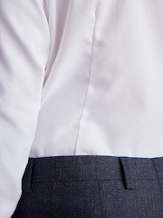 White Slim Fit Slim Fit Signature Trimmed 100% Cotton Double Cuff Shirt And Cufflinks - Image 5 of 6