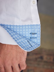 White Slim Fit Slim Fit Signature Trimmed 100% Cotton Double Cuff Shirt And Cufflinks - Image 6 of 6