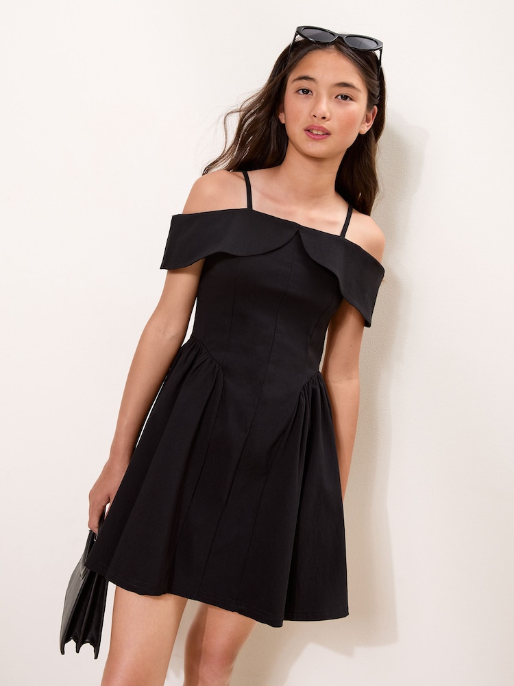 Lipsy Black Bardot Teen Dress (10-16yrs) - Image 1 of 5 Lipsy Black Bardot Teen Dress (10-16yrs) - Image 1 of 5