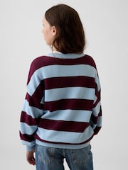 Gap Blue/Burgundy Stripe Oversized Sweater (4-13yrs) - Image 2 of 5