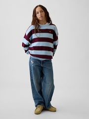 Gap Blue/Burgundy Stripe Oversized Sweater (4-13yrs) - Image 3 of 5