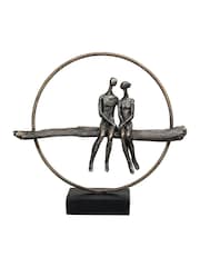 Libra Interiors Antique Gold Bronze Circle of Life Couple Sculpture - Image 2 of 6