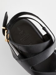 Black Forever Comfort® Leather Strappy Flatform Sandals - Image 10 of 11
